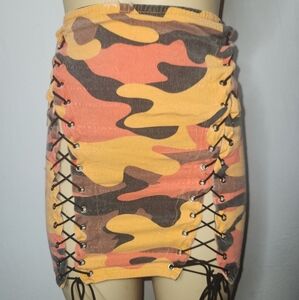 Fashion Nova lace up camo skirt
